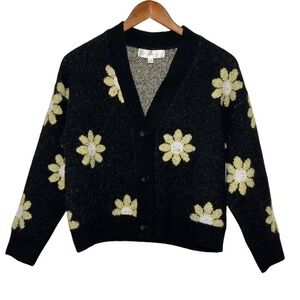 Chunky Knit Sweater Womens XS Whimsigoth Daisy Button Cardigan Granola Cozy
